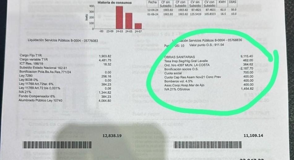 Prohíben el cobro de tasas municipales en las facturas de servicios públicos